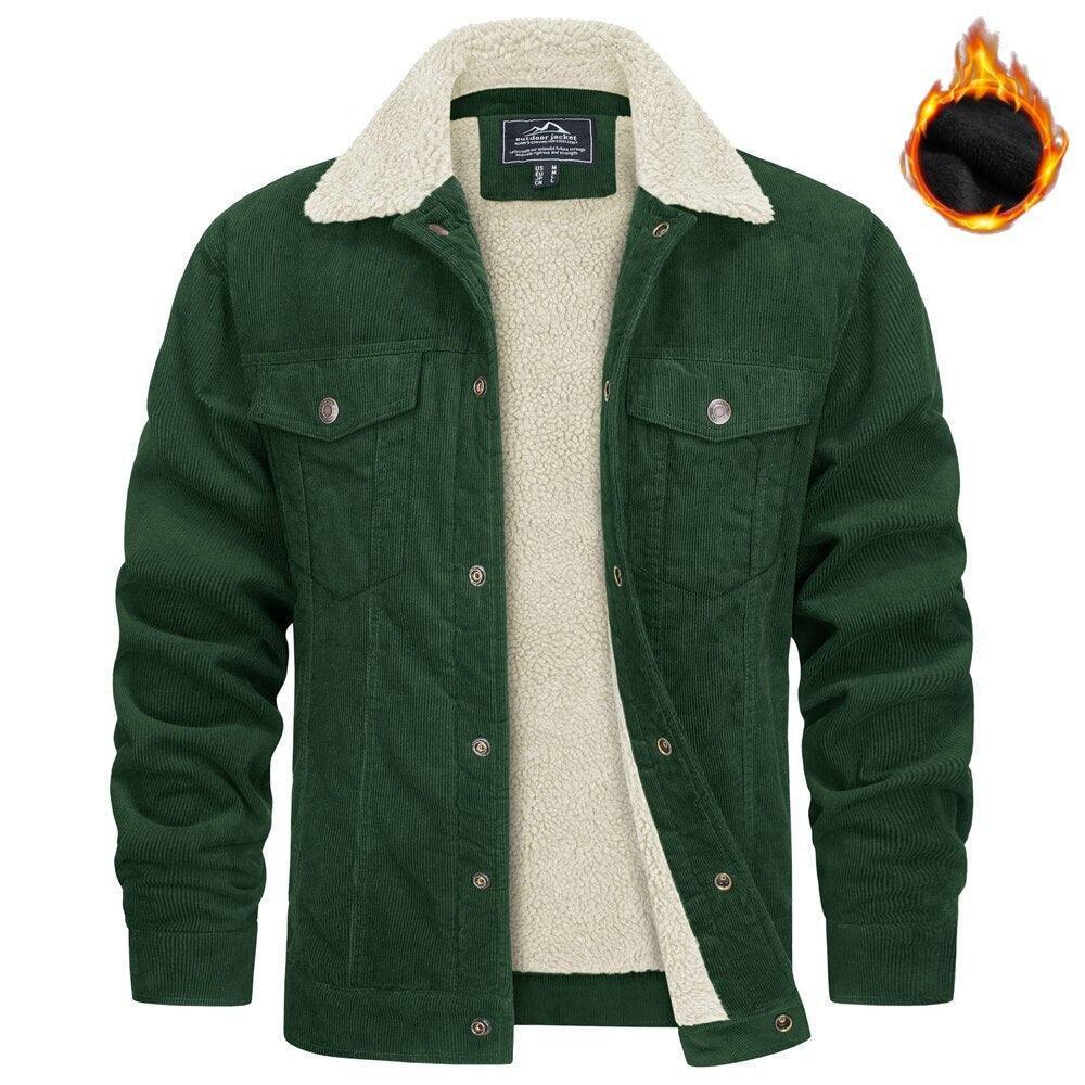 Jaqueta Masculina de Veludo Cotelê Forrada com Lã Sherpa: Estilo e Conforto em Dias Frios - Loja Universo 4V