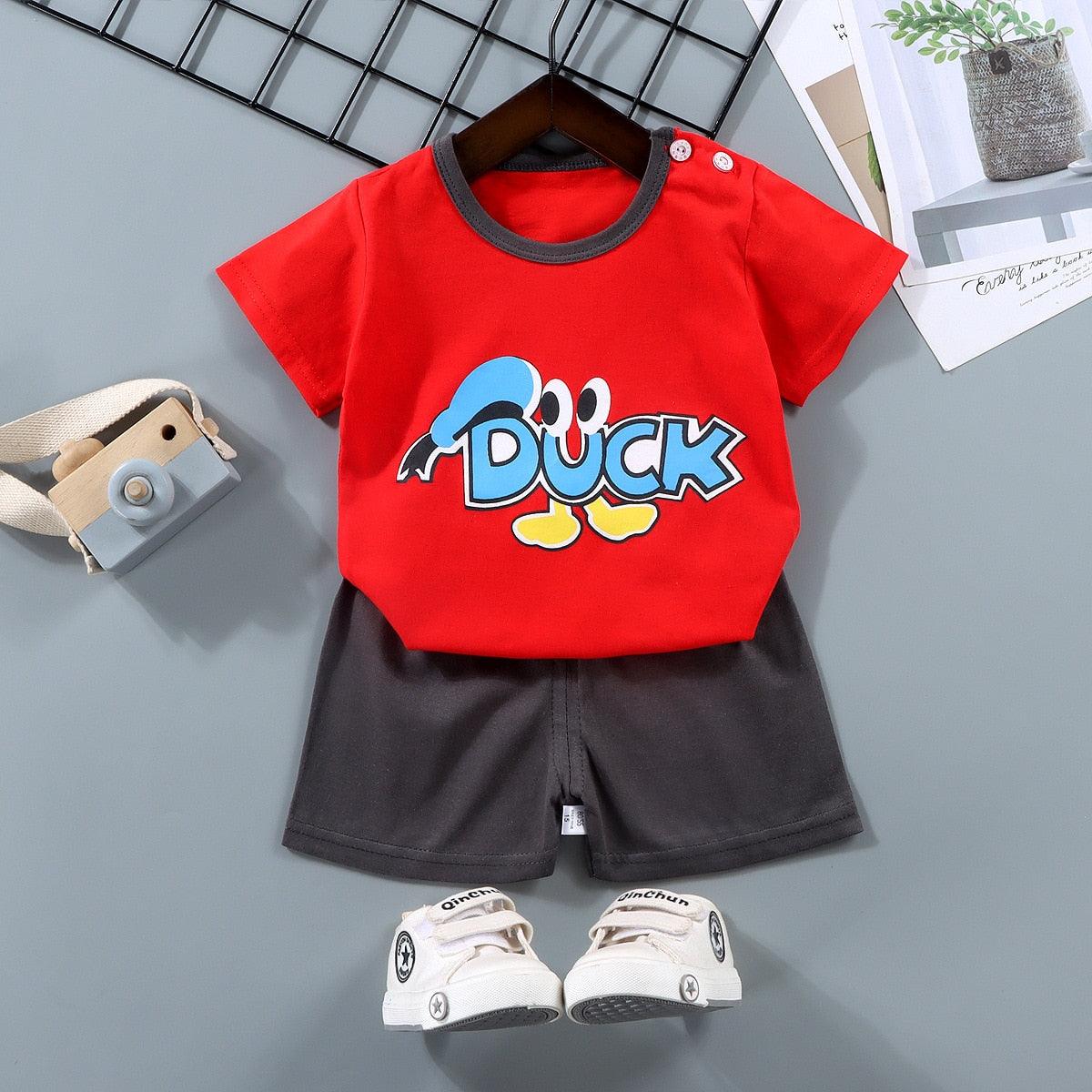 Novo Conjunto de Roupas Infantis Desenho Animado: T-shirt e Calças para Meninos e Meninas - Conforto e Estilo para os Bebês - Loja Universo 4V