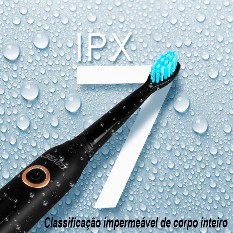 Escova de Dentes Elétrica Recarregável Sonic Travel: Limpeza Conveniente com Cabeças de Substituição para Adultos - Loja Universo 4V