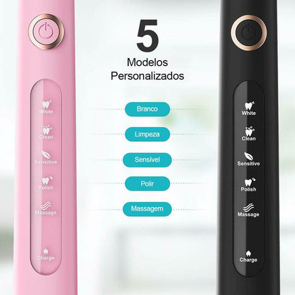 Escova de Dentes Elétrica à Prova d'Água: Limpeza Eficiente com Recarga USB - Loja Universo 4V