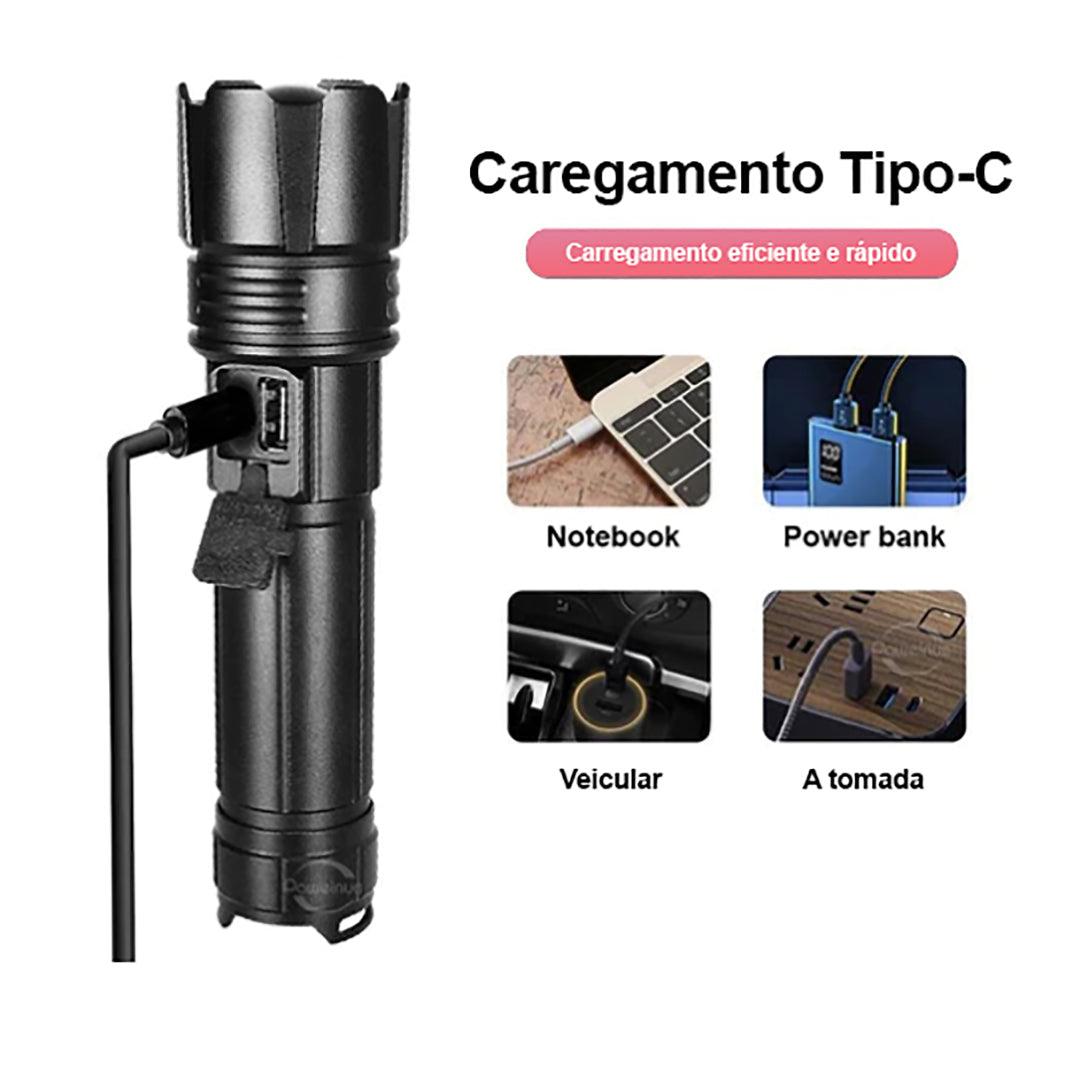 Lanterna Tática 5 em 1: Recarregável, Ajustável e Ultra Potente - Loja Universo 4V
