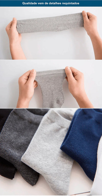 Meias de Algodão Masculinas: Novos Estilos em Pacote com 10 Pares - Loja Universo 4V