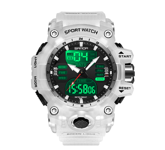 Relógio Esportivo Sanda: Resistente e Funcional, Design Moderno, Ideal para Atividades ao Ar Livre e Treinos, Cronômetro e Alarme Integrados - Loja Universo 4V