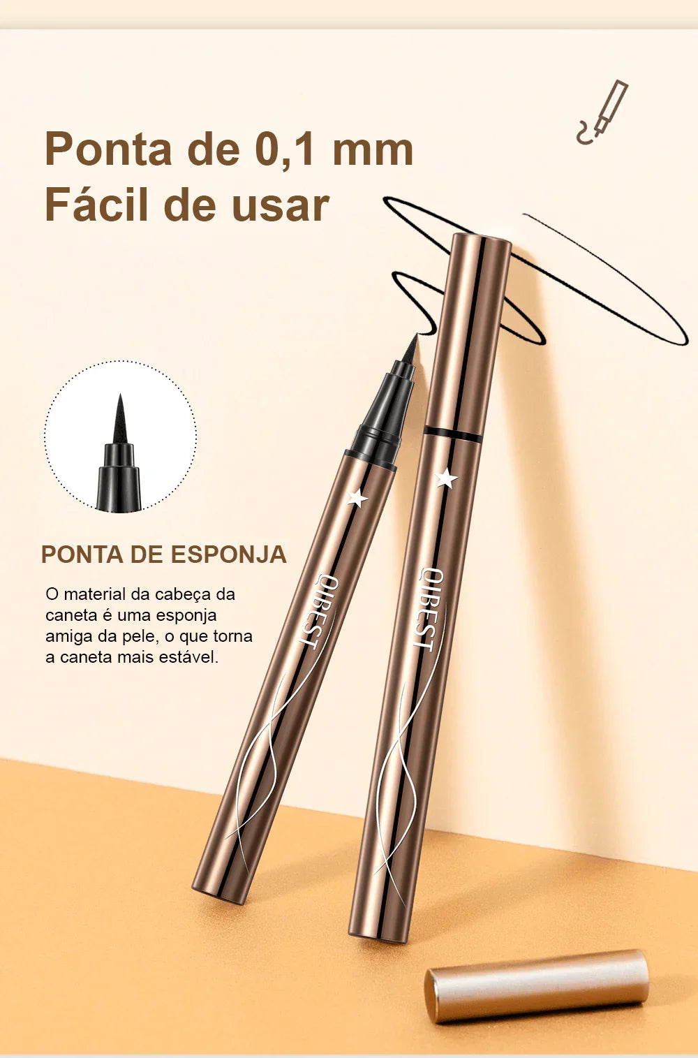 Lápis Delineador Líquido Preto à Prova d'Água: Longa Duração para um Olhar Perfeito - Loja Universo 4V