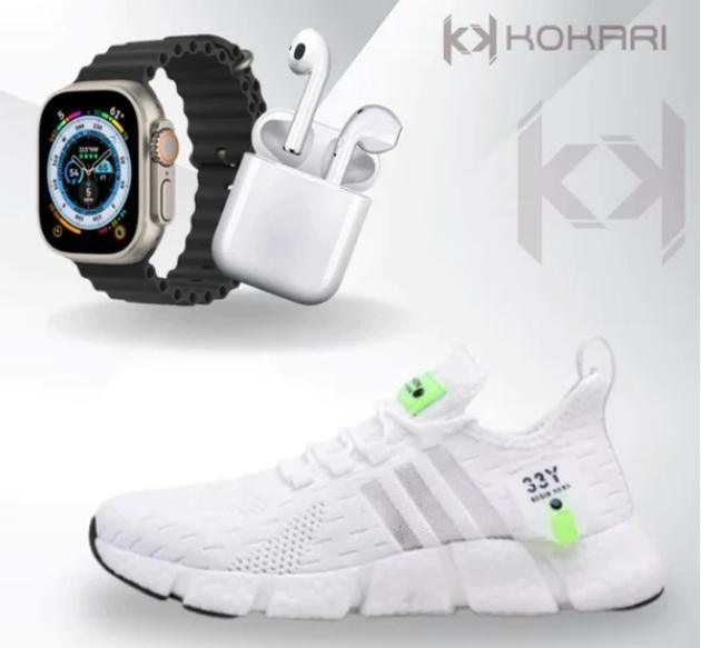 New 11 Kit IWO ULTRA Série 8 + Tênis Tenis Pro + Fone Bluetooth Airdots: Tecnologia e Estilo em um Único Pacote