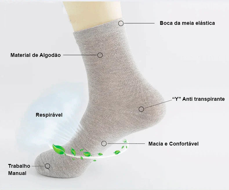 Meias de Algodão Masculinas: Novos Estilos em Pacote com 10 Pares - Loja Universo 4V