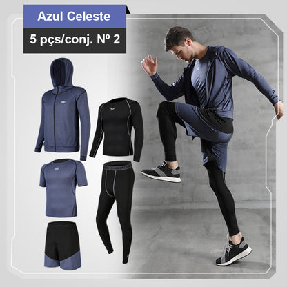 2024 Sports Suit Men's Running Sets Breathable Jogging Basketball Underwear Tights Sportswear Yoga Gym Fitness Tracksuit Clothes - Loja Universo 4V