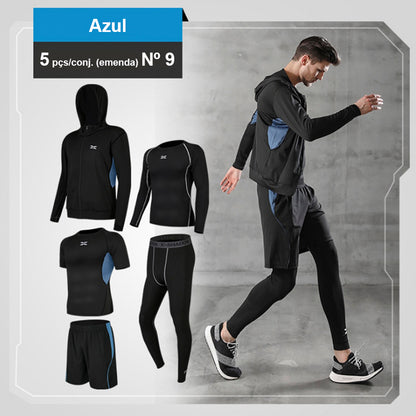 2024 Sports Suit Men's Running Sets Breathable Jogging Basketball Underwear Tights Sportswear Yoga Gym Fitness Tracksuit Clothes - Loja Universo 4V