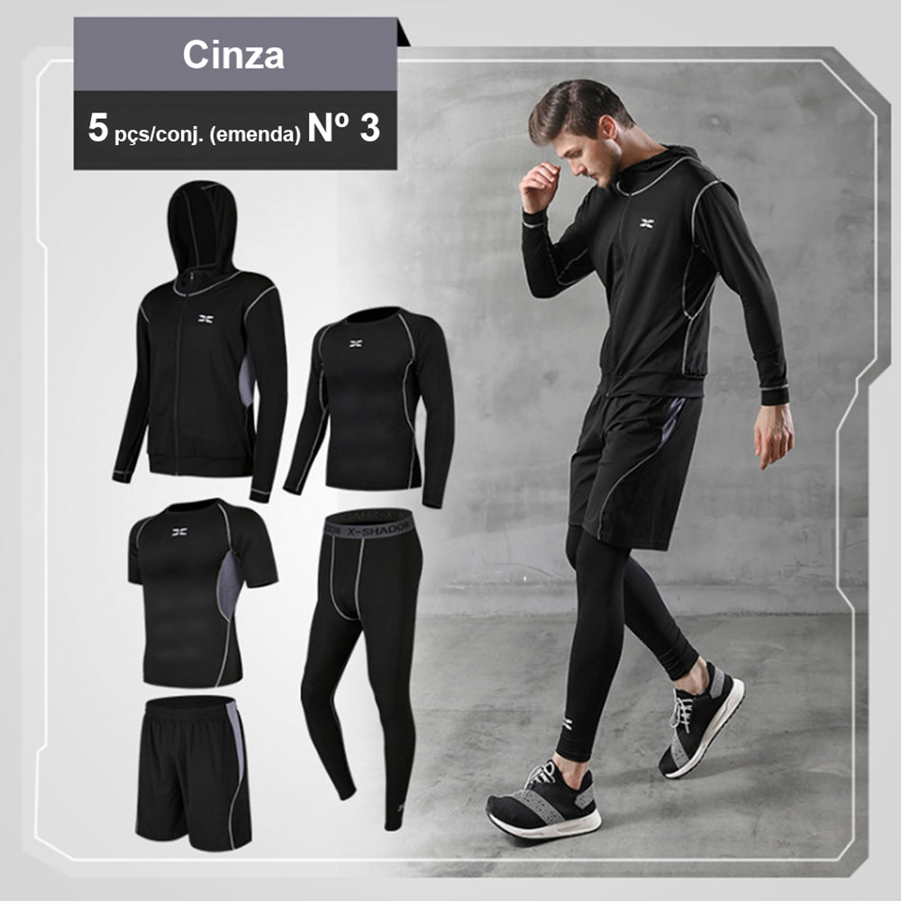 2024 Sports Suit Men's Running Sets Breathable Jogging Basketball Underwear Tights Sportswear Yoga Gym Fitness Tracksuit Clothes - Loja Universo 4V