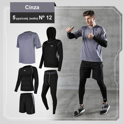 2024 Sports Suit Men's Running Sets Breathable Jogging Basketball Underwear Tights Sportswear Yoga Gym Fitness Tracksuit Clothes - Loja Universo 4V