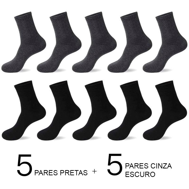 Meias de Algodão Masculinas: Novos Estilos em Pacote com 10 Pares