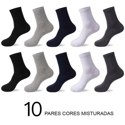 Meias de Algodão Masculinas: Novos Estilos em Pacote com 10 Pares - Loja Universo 4V
