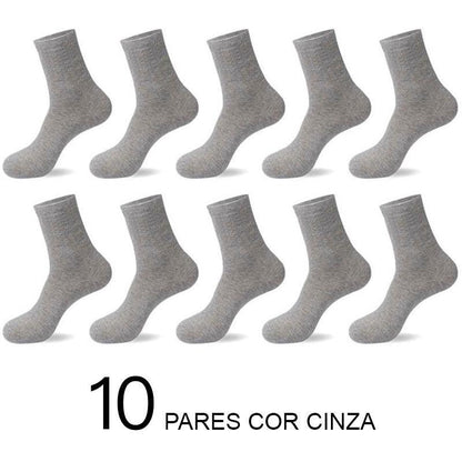 Meias de Algodão Masculinas: Novos Estilos em Pacote com 10 Pares - Loja Universo 4V