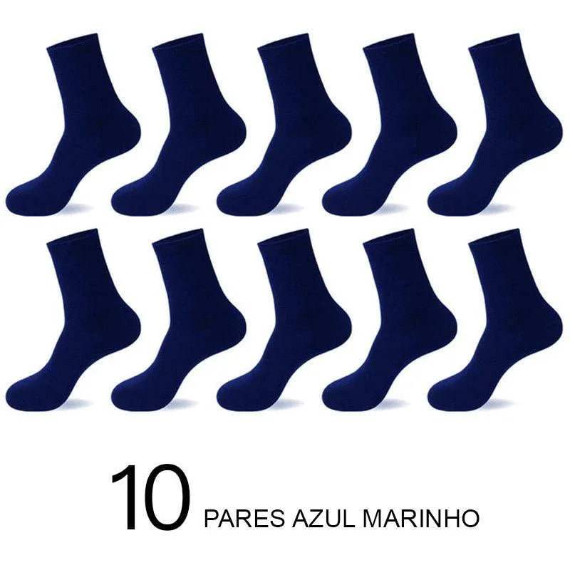 Meias de Algodão Masculinas: Novos Estilos em Pacote com 10 Pares - Loja Universo 4V