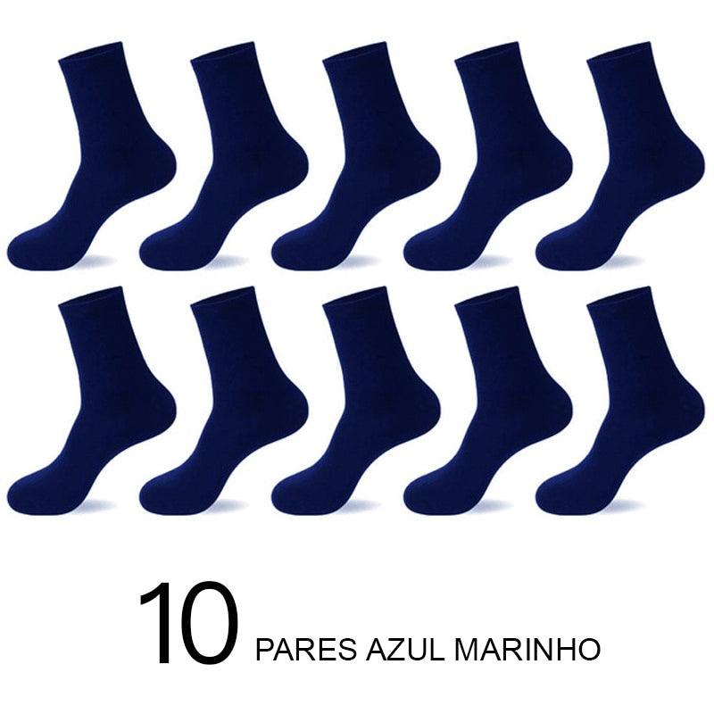 Meias de Algodão Masculinas: Novos Estilos em Pacote com 10 Pares