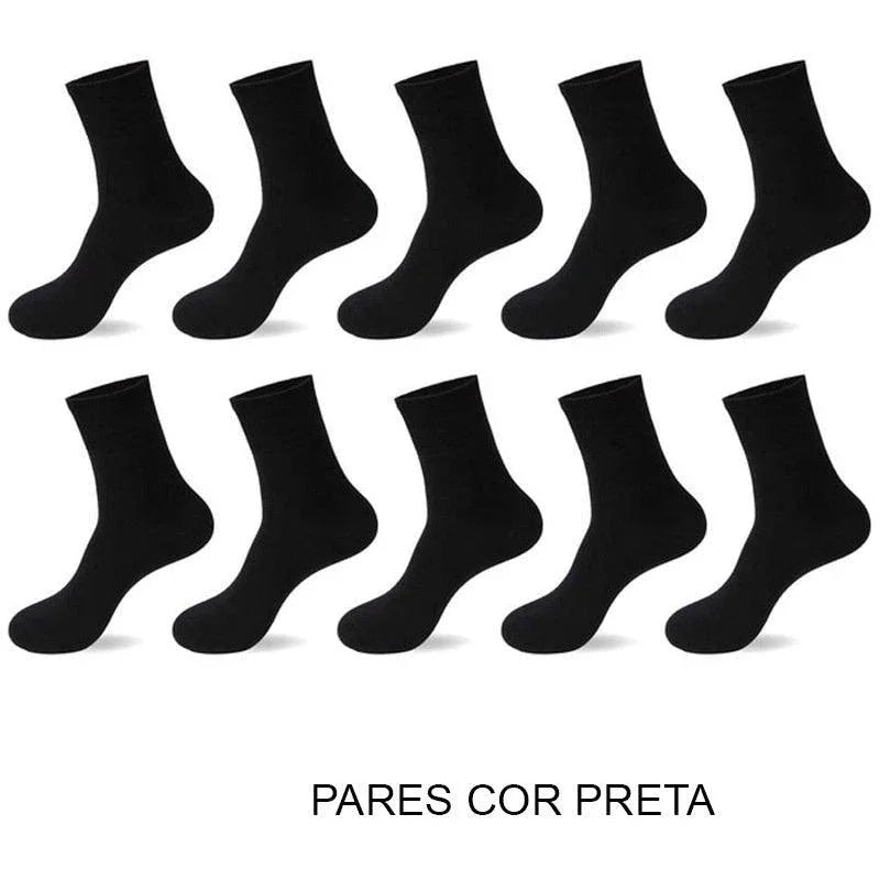 Meias de Algodão Masculinas: Novos Estilos em Pacote com 10 Pares - Loja Universo 4V