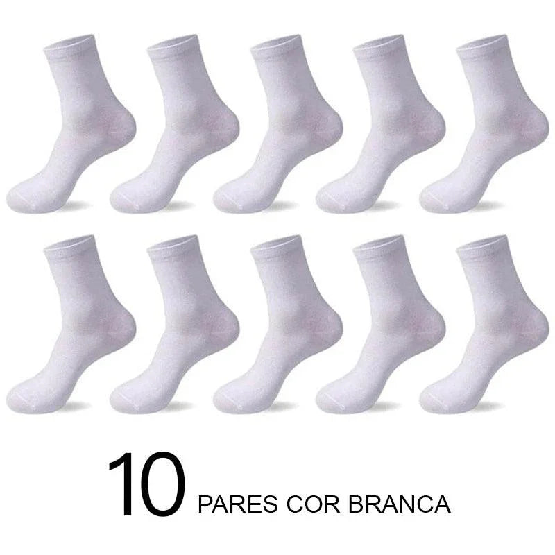 Meias de Algodão Masculinas: Novos Estilos em Pacote com 10 Pares - Loja Universo 4V