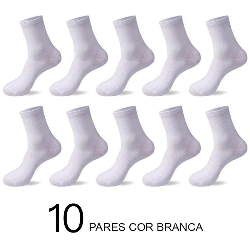 Meias de Algodão Masculinas: Novos Estilos em Pacote com 10 Pares