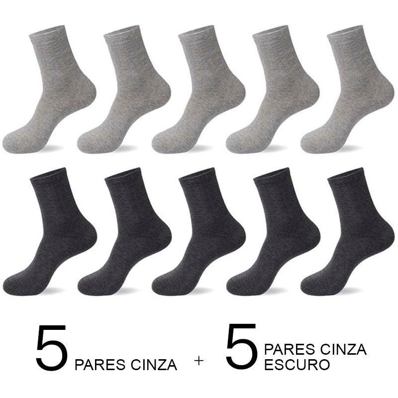 Meias de Algodão Masculinas: Novos Estilos em Pacote com 10 Pares - Loja Universo 4V
