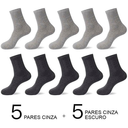 Meias de Algodão Masculinas: Novos Estilos em Pacote com 10 Pares - Loja Universo 4V