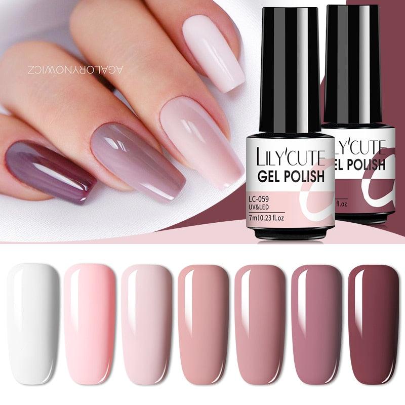 LILYCUTE 7ML Gel Unha Polonesa Nude: Semi-Permanente