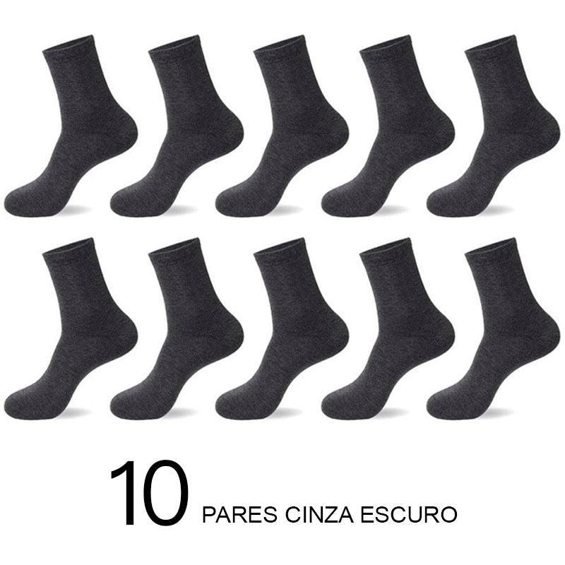 Meias de Algodão Masculinas: Novos Estilos em Pacote com 10 Pares - Loja Universo 4V