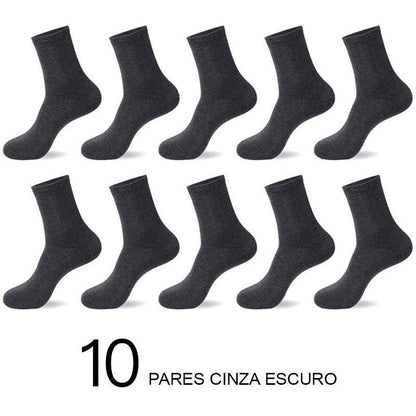 Meias de Algodão Masculinas: Novos Estilos em Pacote com 10 Pares - Loja Universo 4V