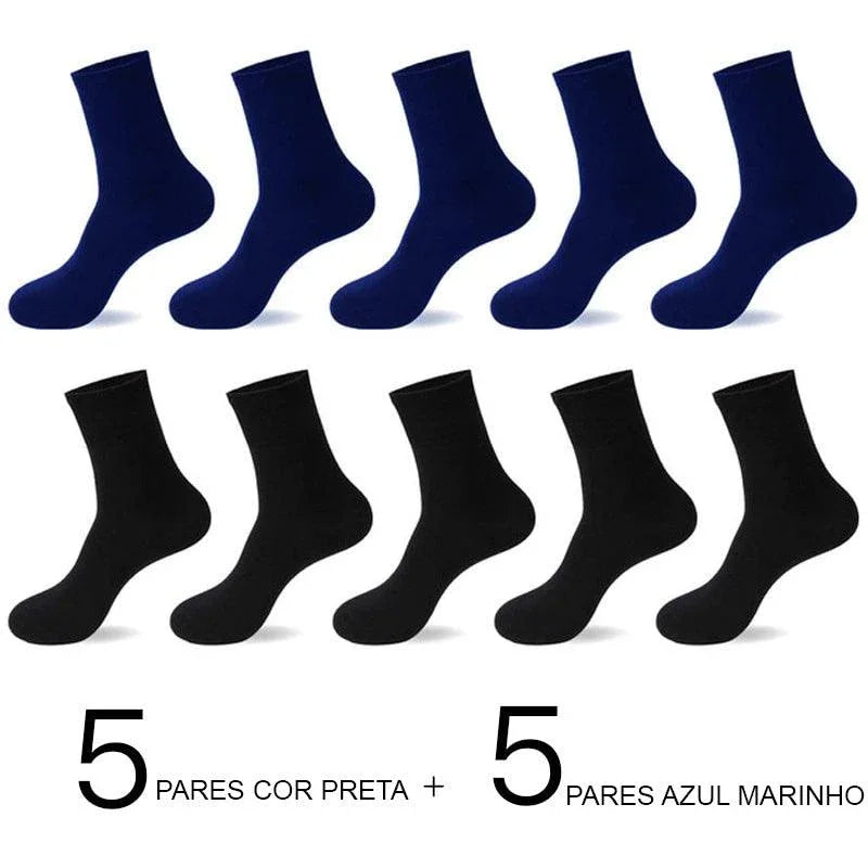 Meias de Algodão Masculinas: Novos Estilos em Pacote com 10 Pares - Loja Universo 4V