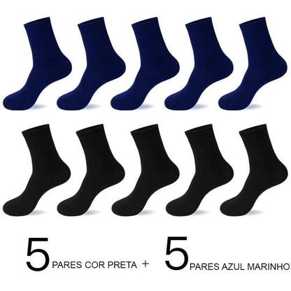 Meias de Algodão Masculinas: Novos Estilos em Pacote com 10 Pares - Loja Universo 4V