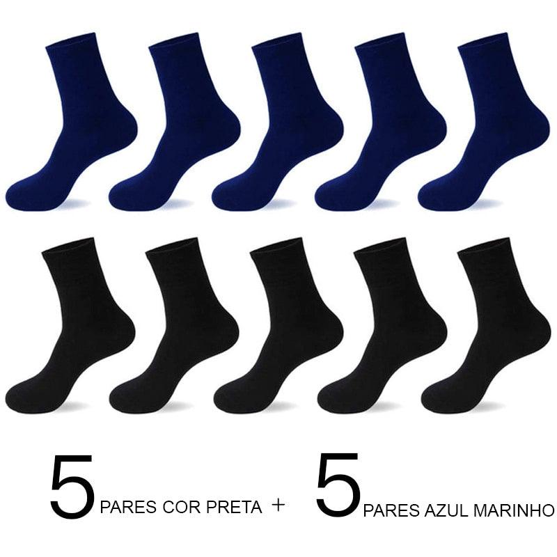 Meias de Algodão Masculinas: Novos Estilos em Pacote com 10 Pares