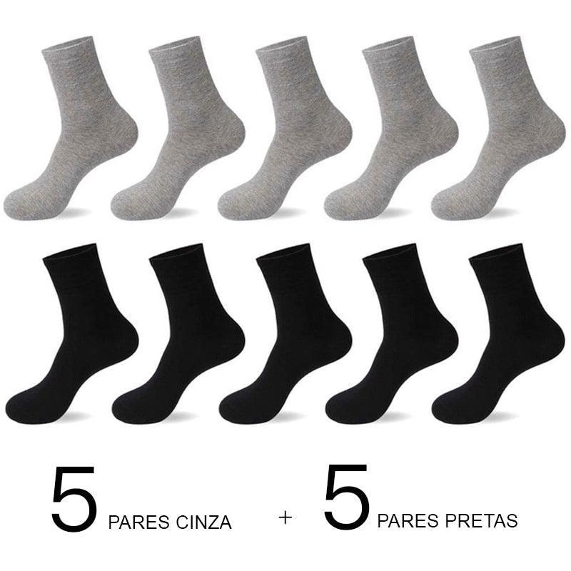 Meias de Algodão Masculinas: Novos Estilos em Pacote com 10 Pares - Loja Universo 4V