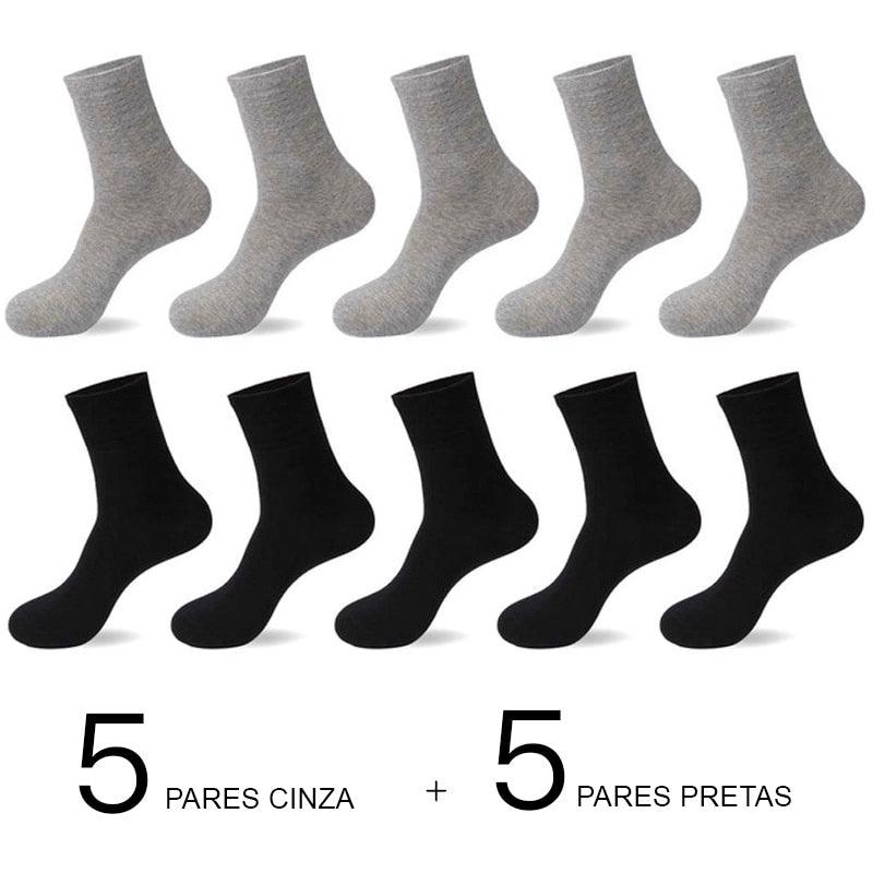 Meias de Algodão Masculinas: Novos Estilos em Pacote com 10 Pares