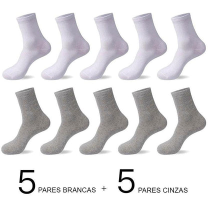 Meias de Algodão Masculinas: Novos Estilos em Pacote com 10 Pares - Loja Universo 4V