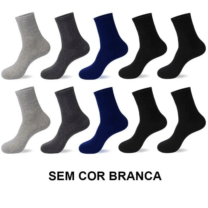 Meias de Algodão Masculinas: Novos Estilos em Pacote com 10 Pares - Loja Universo 4V