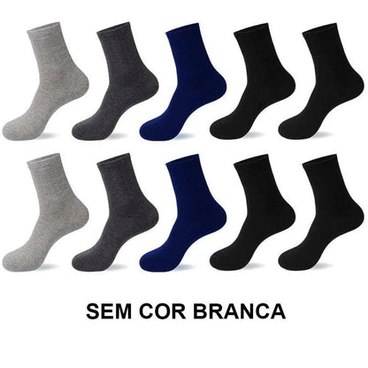 Meias de Algodão Masculinas: Novos Estilos em Pacote com 10 Pares - Loja Universo 4V