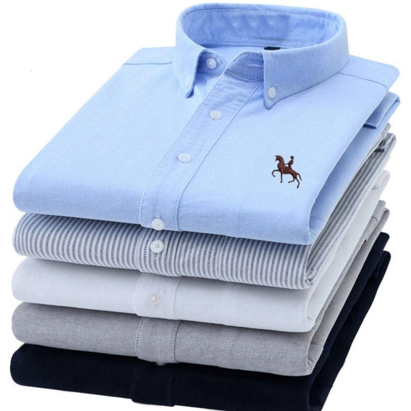 Camisas Masculinas Oxford de Algodão