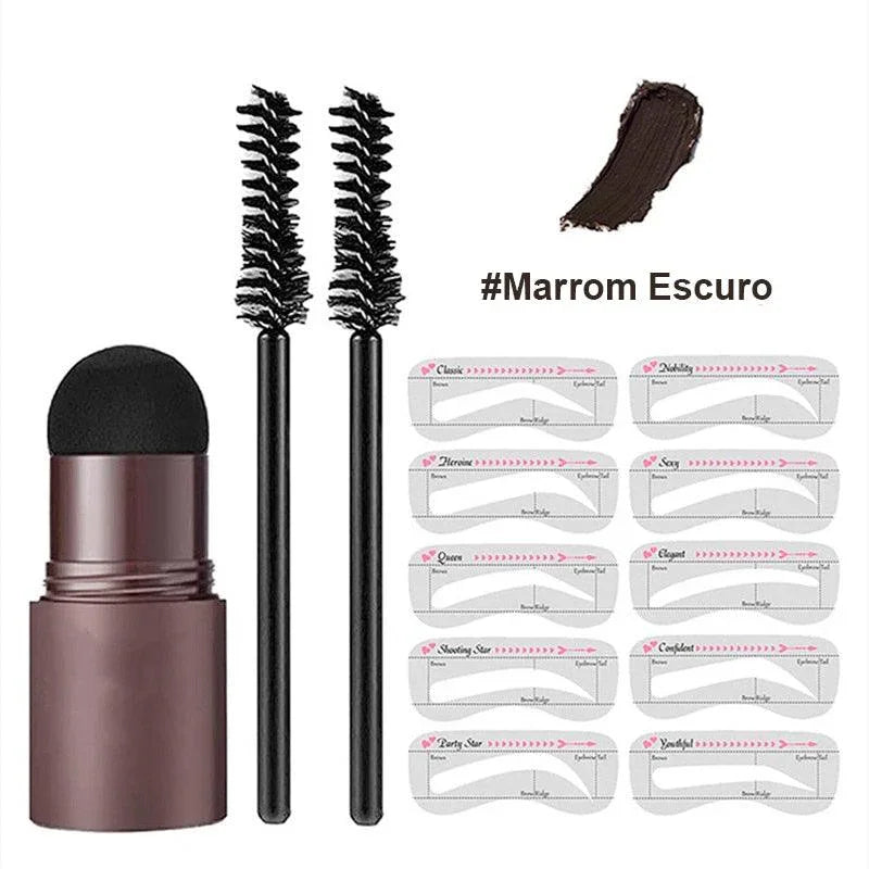Kit de Modelagem de Sobrancelha com Carimbo à Prova d'Água: Maquiagem 2024 para Sobrancelhas Perfeitas - Loja Universo 4V
