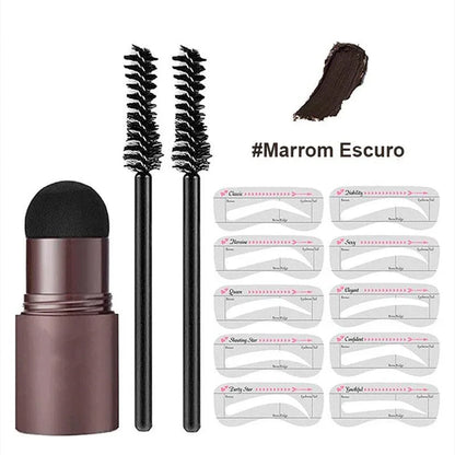 Kit de Modelagem de Sobrancelha com Carimbo à Prova d'Água: Maquiagem 2024 para Sobrancelhas Perfeitas - Loja Universo 4V