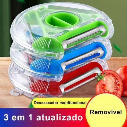 Descascador Multifuncional Três em Um: Rale e Descasque com Facilidade - Loja Universo 4V