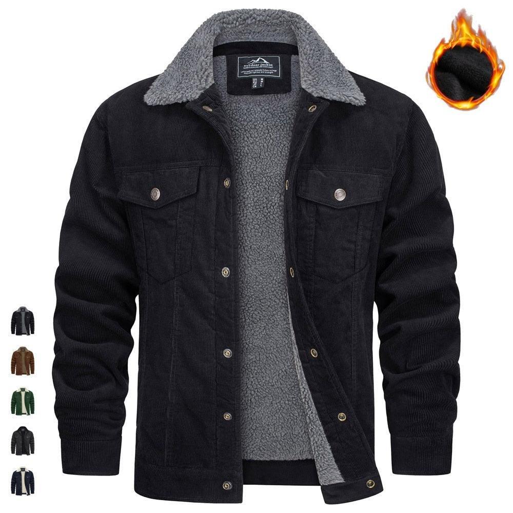 Jaqueta Masculina de Veludo Cotelê Forrada com Lã Sherpa: Estilo e Conforto em Dias Frios - Loja Universo 4V