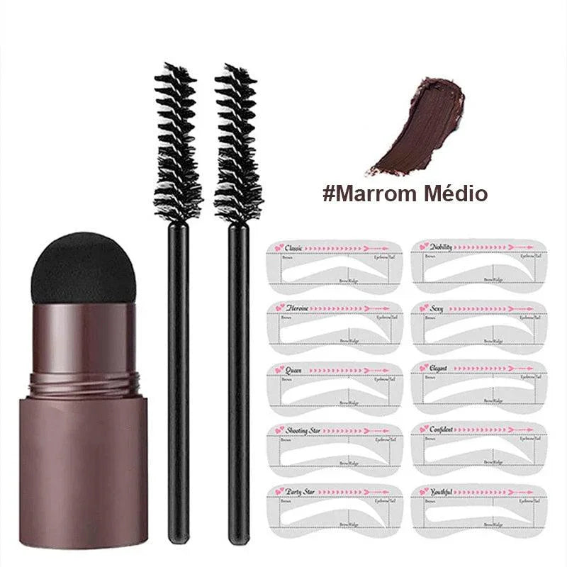 Kit de Modelagem de Sobrancelha com Carimbo à Prova d'Água: Maquiagem 2024 para Sobrancelhas Perfeitas - Loja Universo 4V