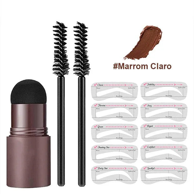 Kit de Modelagem de Sobrancelha com Carimbo à Prova d'Água: Maquiagem 2024 para Sobrancelhas Perfeitas - Loja Universo 4V