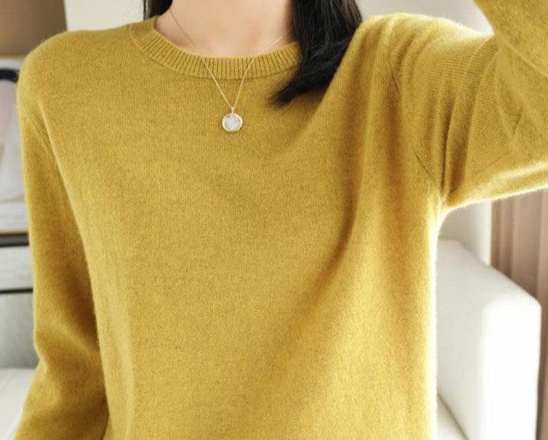 Camisola Feminina de Inverno com Decote em O: Pulôver Quente e Casual - Loja Universo 4V