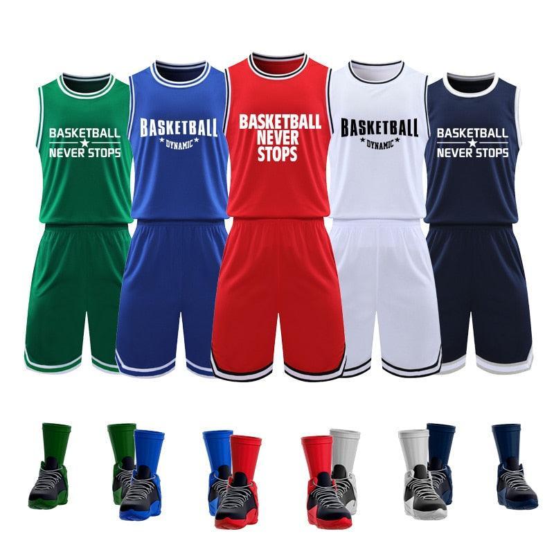 Conjuntos de Camisas de Basquete Masculinas em Poliéster: Estilo e Desempenho para Jovens - Loja Universo 4V