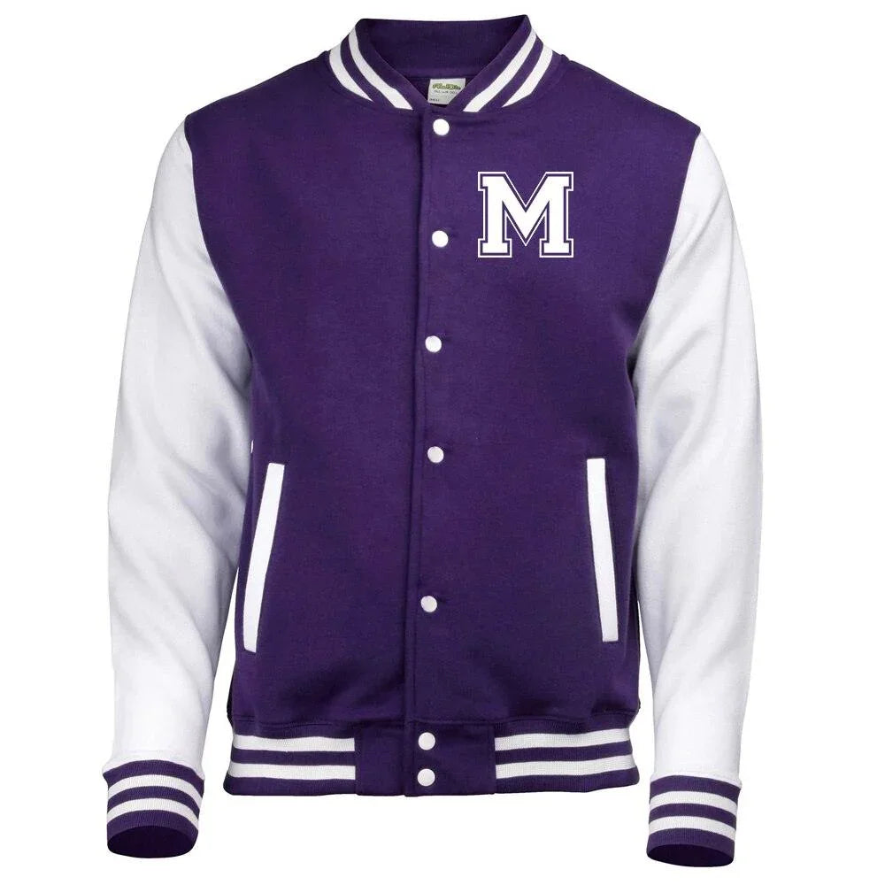 Jaqueta College Americana: Algodão, Letra "M" Bordada - Variedade de Cores - Unissex - Loja Universo 4V