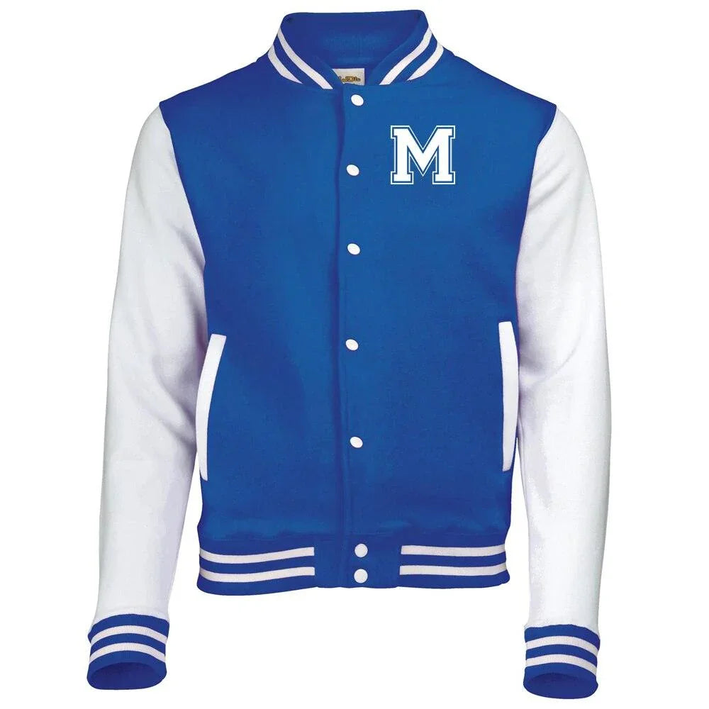 Jaqueta College Americana: Algodão, Letra "M" Bordada - Variedade de Cores - Unissex - Loja Universo 4V