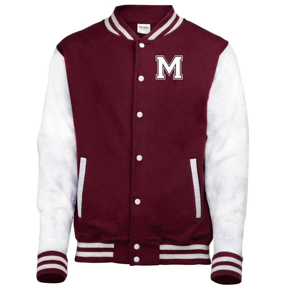 Jaqueta College Americana: Algodão, Letra "M" Bordada - Variedade de Cores - Unissex - Loja Universo 4V