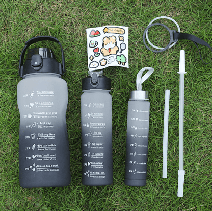 Conjunto Portátil de Garrafas de Plástico Fosco Degradê: Ideal para Esportes e Caminhadas com Canudo - Loja Universo 4V