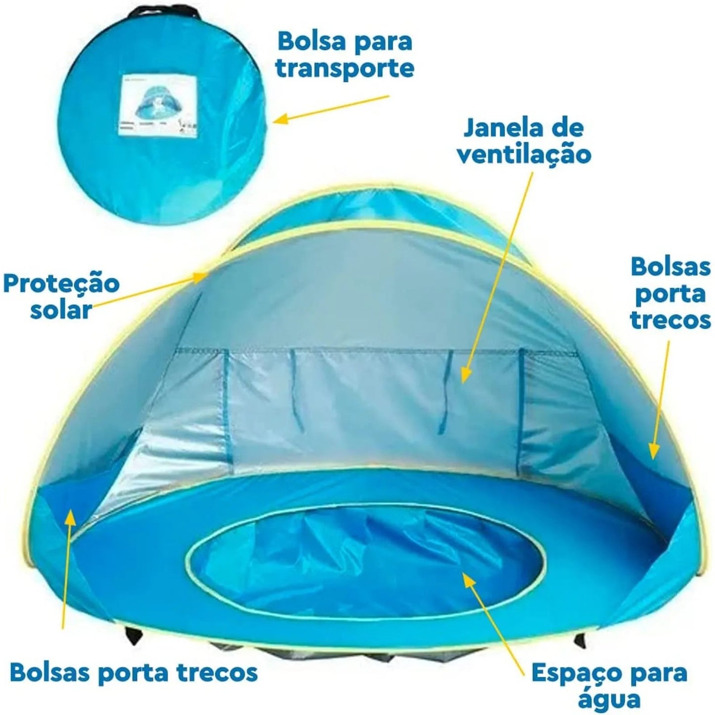 Tenda portátil da praia do bebê com Proteção UV Sun Shelter - Loja Universo 4V