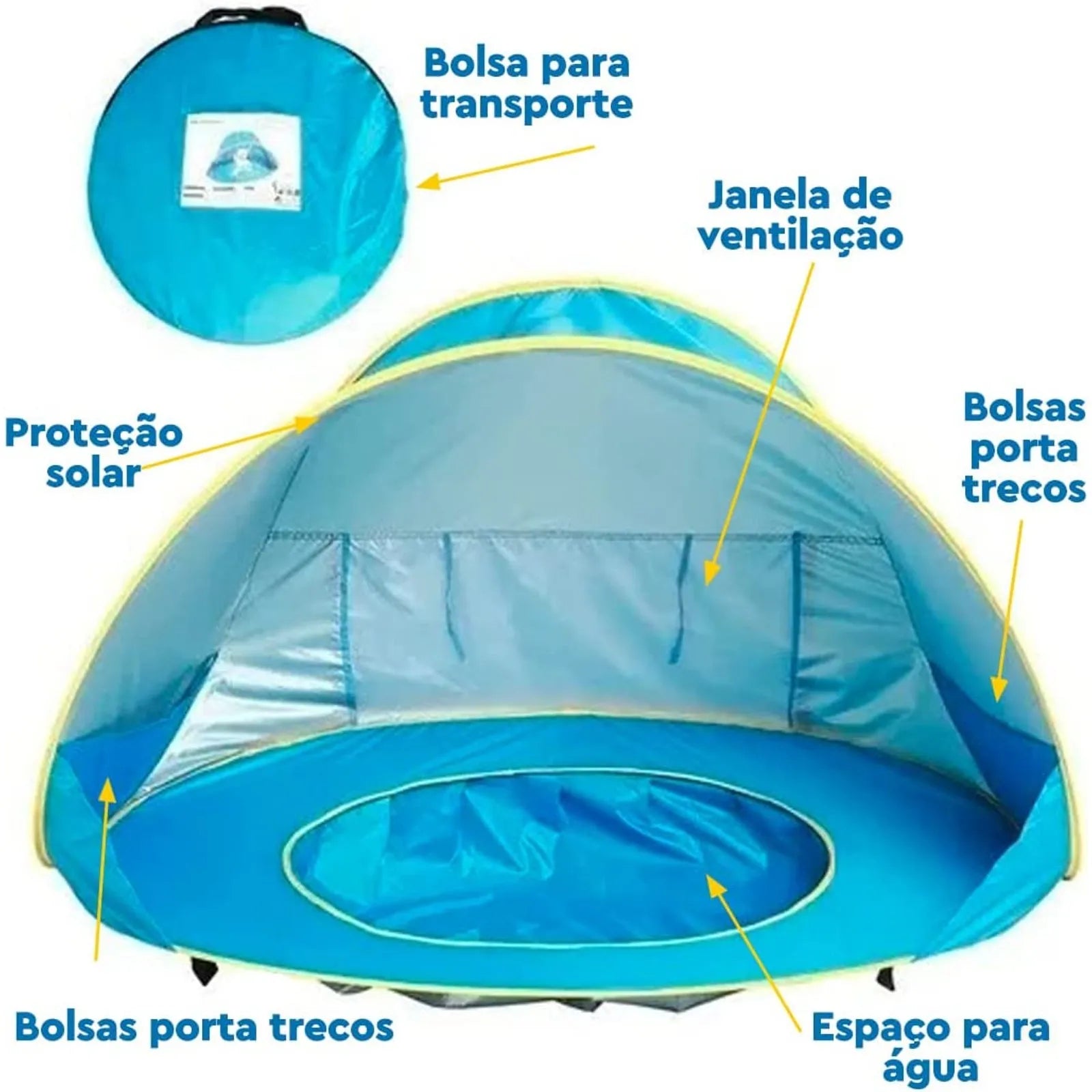 Tenda portátil da praia do bebê com Proteção UV Sun Shelter - Loja Universo 4V